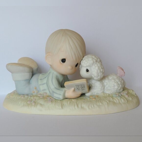 Vintage Precious Moments Special Edition Boy Lamb Collectible Porcelain Figurine - Picture 2 of 7